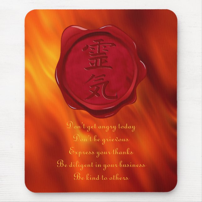 wax seal - REIKI & Precepts | fire red waves Mouse Mat (Front)