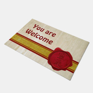 Wax Seal REIKI red + your backgr. & ideas Doormat