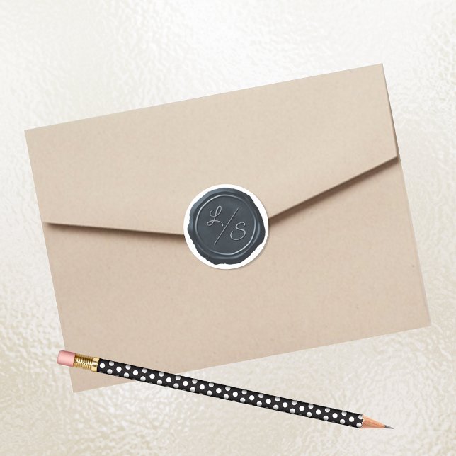 Wax Seal Silver Blue Double Initials Monogrammed (Creator Uploaded)