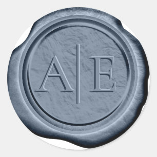 Wax Seal Wedding Accent Initials Dark Blue ID1022