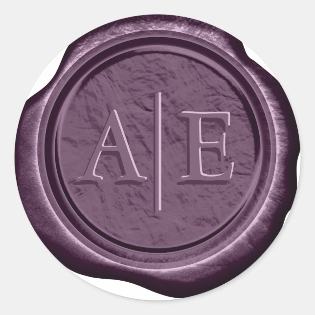 Wax Seal Wedding Accent Initials Plum D867 (Front)