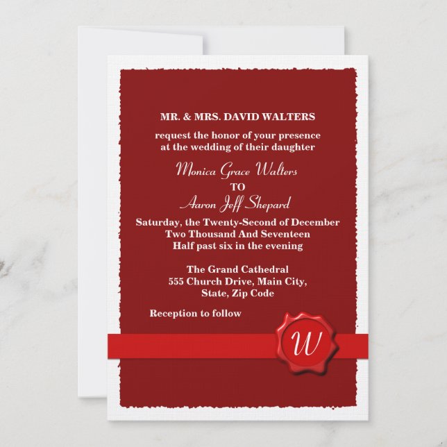 Wax Seal Wedding Invitation (Front)