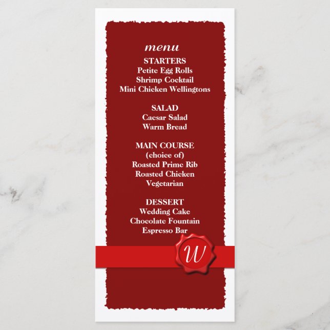 Wax Seal Wedding Menu / Program (Front)