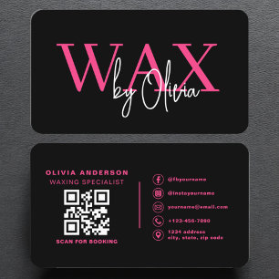 Wax Specialist Aesthetician QR Code Hot Pink  Business Card