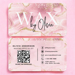 Wax Specialist Esthetician Pink QR Code Business Card