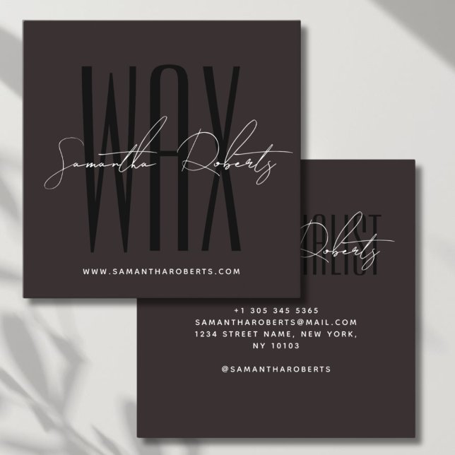 Wax specialist modern typography script brown square business card (Creator Uploaded)
