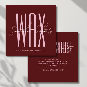 Wax specialist modern typography script red square business card