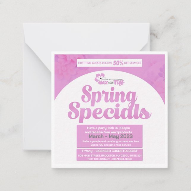 Wax with tiff specials card (Front)
