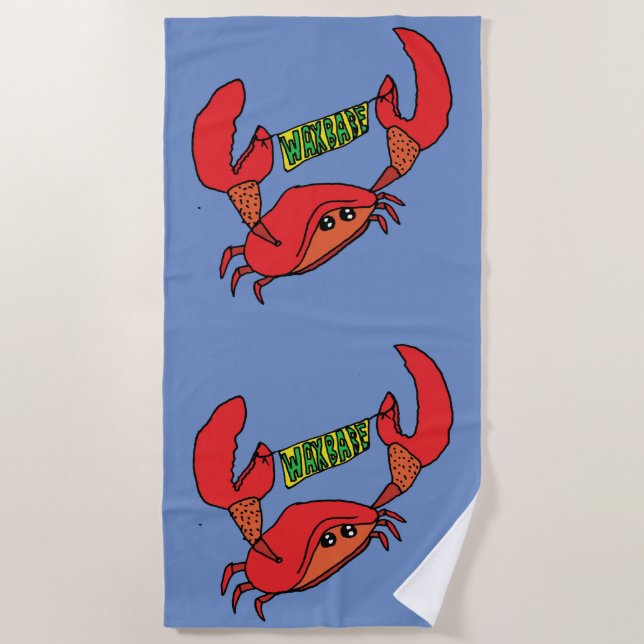 Waxbabe Crab Banner Logo Beach Towel (Front)