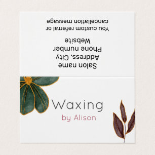 Waxing Aesthetician gold maroon teal Business Card