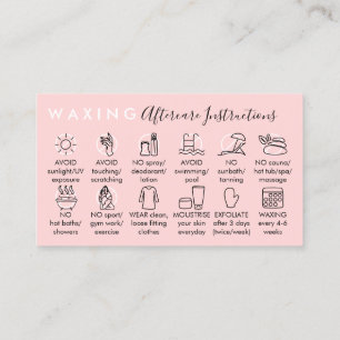Waxing aftercare advices business card
