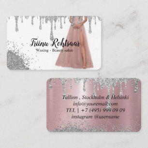 Waxing Beauty Salon Pink Dress Depilation Business Card