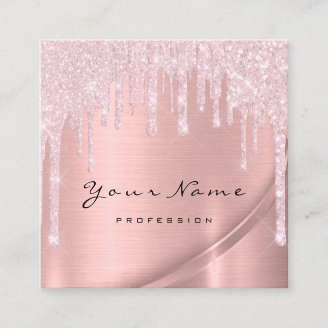Waxing Depilation Browns Makeup Pink Drips Square Business Card (Front)
