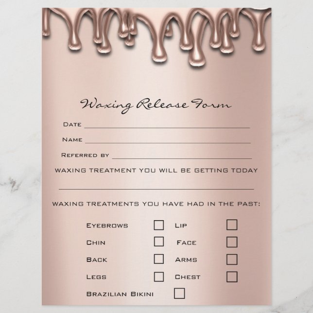 Waxing Depilation Liability Waiver Release Drips 1 Flyer (Front)