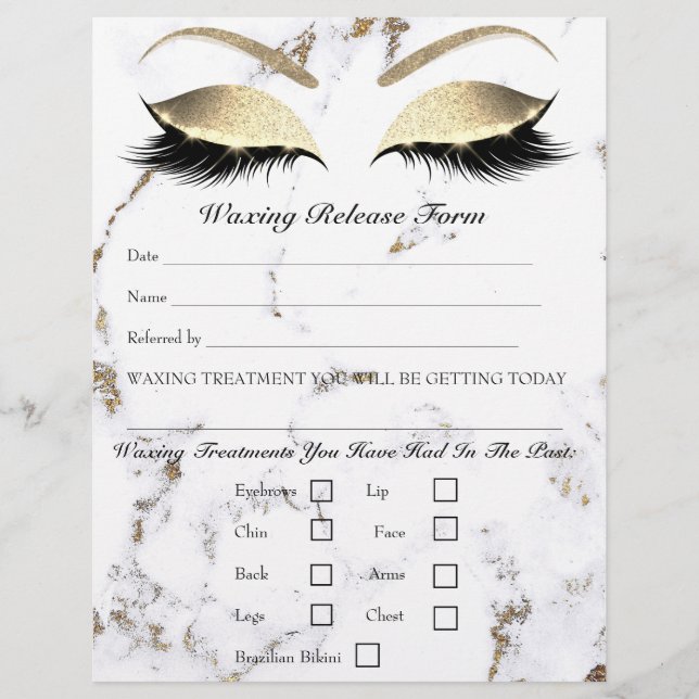 Waxing Depilation Liability Waiver Release Marble Flyer (Front)