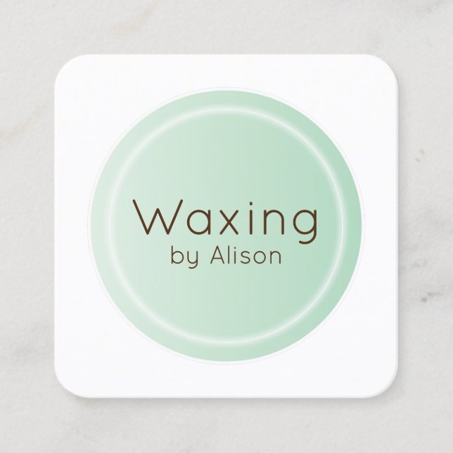 Waxing esthetician mint green square business card (Front)