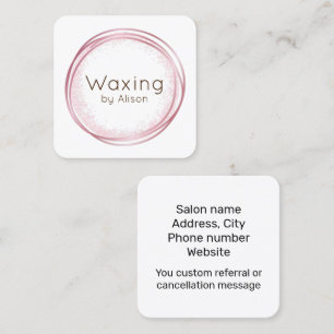 Waxing esthetician pink square business card