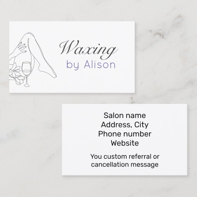 Waxing female body hand drawn business card (Front/Back)