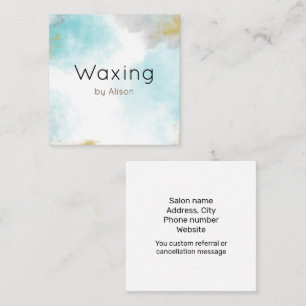 Waxing green blue gold watercolour  square business card