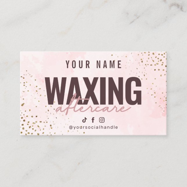 Waxing Marble Gold Pink Luxury Aftercare Card (Front)