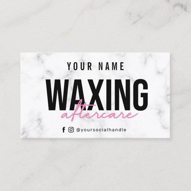 Waxing Marble Pink Luxury Aftercare Card (Front)
