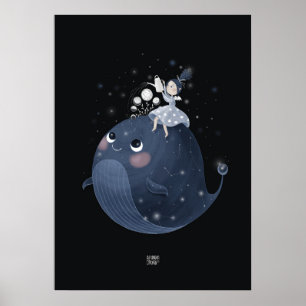 WAXING MOON WHALE by Alexandra Dikaia Poster