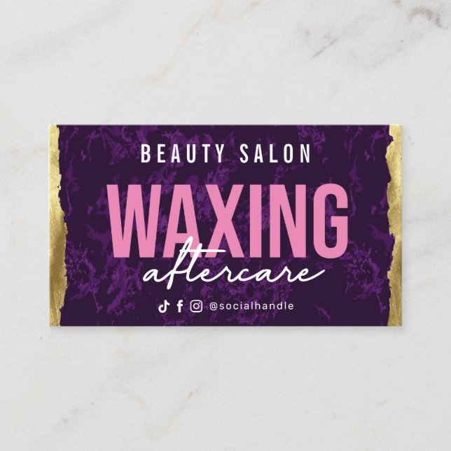 Waxing Purple Gold Aftercare Card (Front)
