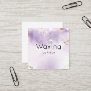 Waxing purple gold watercolour square business card