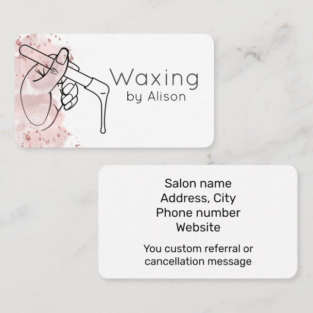 Waxing Rose Gold  Watercolour  Business Card (Front/Back)