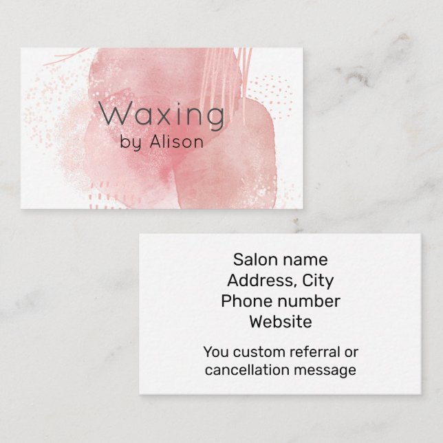 Waxing Rose Pink watercolour Business Card (Front/Back)
