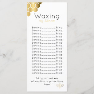 Waxing technician/esthetician golden honeybee  menu