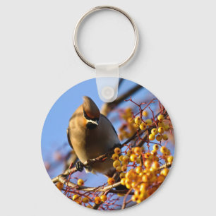 Waxwing Bird Keychain