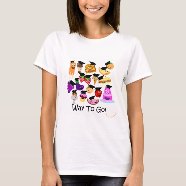 Way 2 Go Cartoon Graduation Fun T-Shirt (Front)