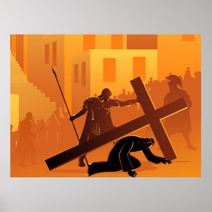 Way of the Cross 7th Station Poster