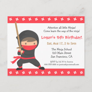 Way of the Ninja Kids Birthday Party Invitations