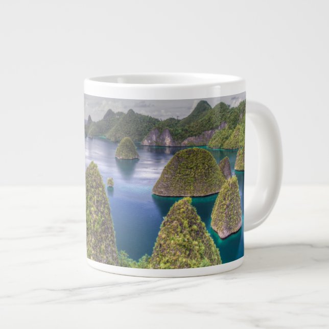 Wayag Island landscape, Indonesia Large Coffee Mug (Front Right)