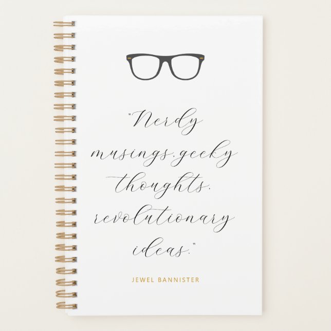 Wayfarer Glasses Script Quote Personalised Planner (Front)