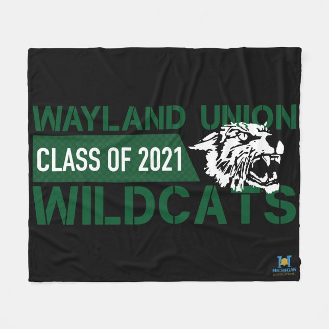 Wayland Union Wildcats #3 Fleece Blanket (Front (Horizontal))