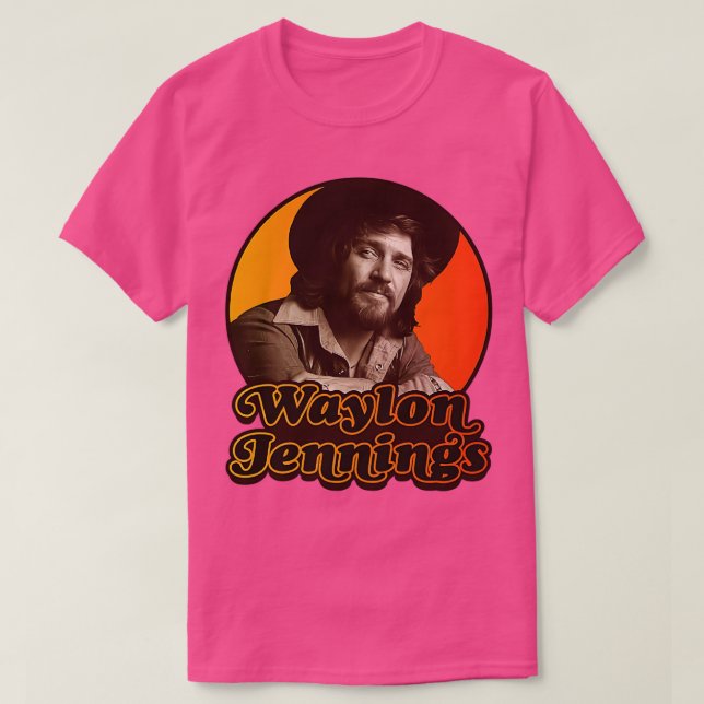Waylon Jennings Vintage Iron On T-Shirt (Design Front)