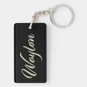 Waylon name whitegold key trailer key ring