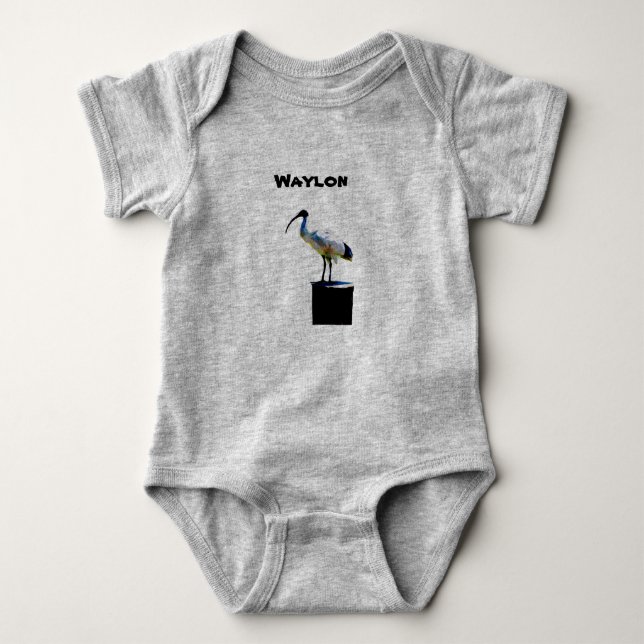 Waylon Name With Bin Chicken, Baby Bodysuit (Front)