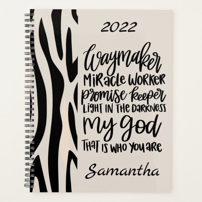 Waymaker Inspirational Motivational Animal Print   Planner (Front)