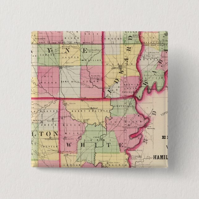 Wayne, Edwards, Wabash, Hamilton, White counties 15 Cm Square Badge (Front)