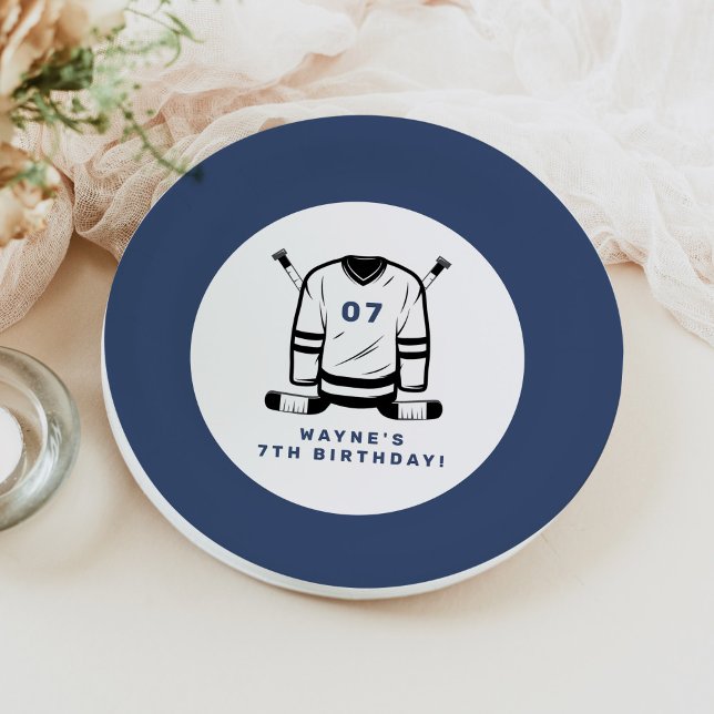 WAYNE Hockey Player Sport Themed Boy Birthday Paper Plate (Creator Uploaded)