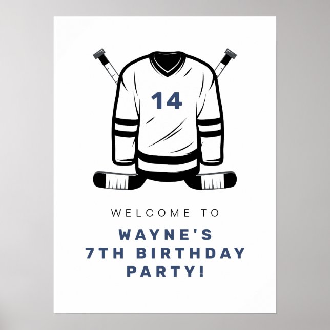 WAYNE Hockey Player SportS Boy Birthday Welcome Poster (Front)