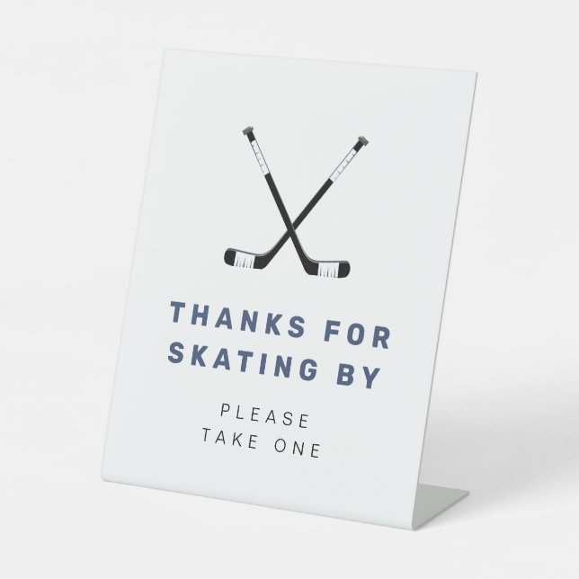 WAYNE Hockey Sport Themed Birthday Favours Pedestal Sign (Front)