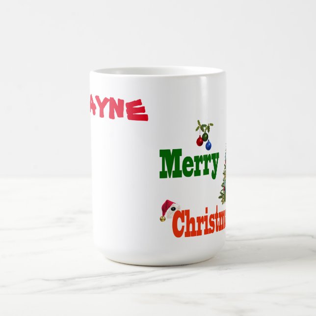 Wayne Name With Lawn Bowls Christmas Theme, Mug (Center)