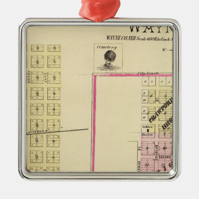 Wayne, Nebraska Metal Tree Decoration (Front)