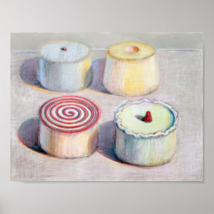 wayne thiebaud - four cakes 1996 poster