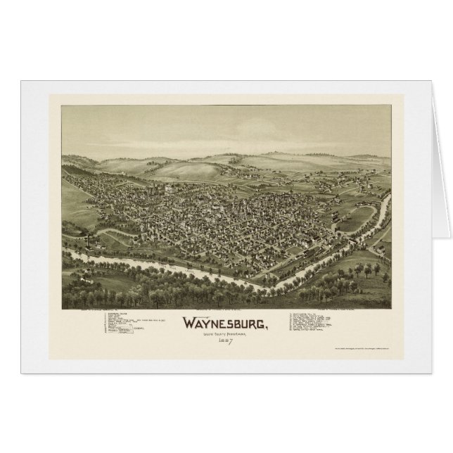 Waynesburg, PA Panoramic Map - 1897 (Front Horizontal)